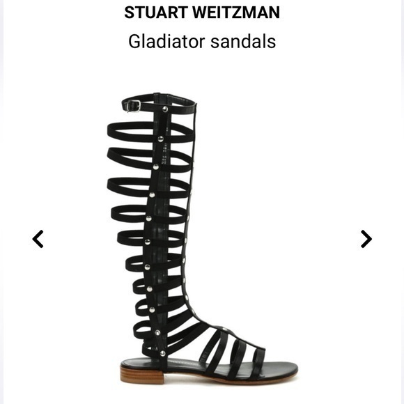 Stuart Weitzman Leather Gladiator Sandals Knee Length Studs Size 7.5 - Picture 1 of 16